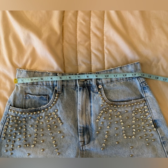 sparkly Blank NYC Blue Jean Shorts with Rhinestone Embellishments - Picture 3 of 8